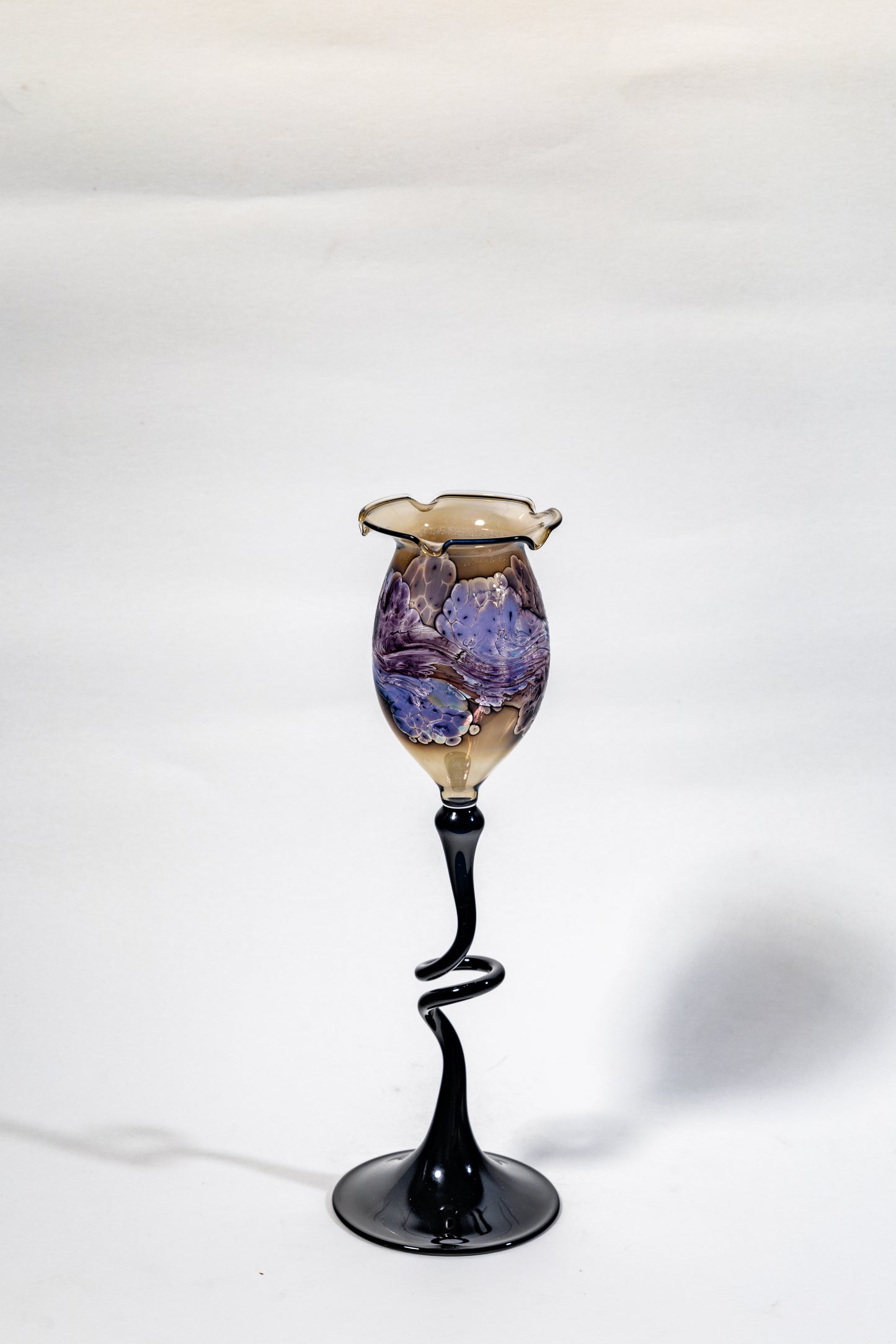 Handblown Art Glass Chalice Candle Holder