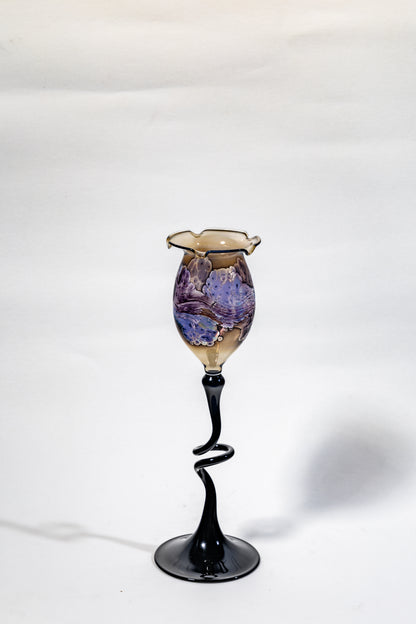 Handblown Art Glass Chalice Candle Holder