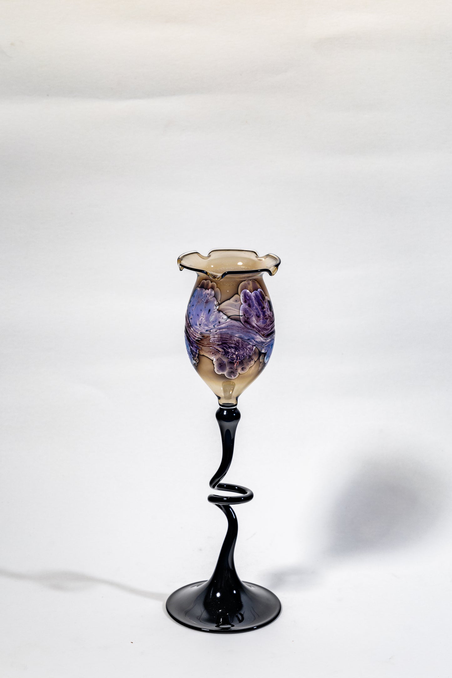 Handblown Art Glass Chalice Candle Holder