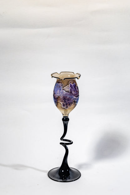 Handblown Art Glass Chalice Candle Holder