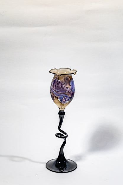 Handblown Art Glass Chalice Candle Holder