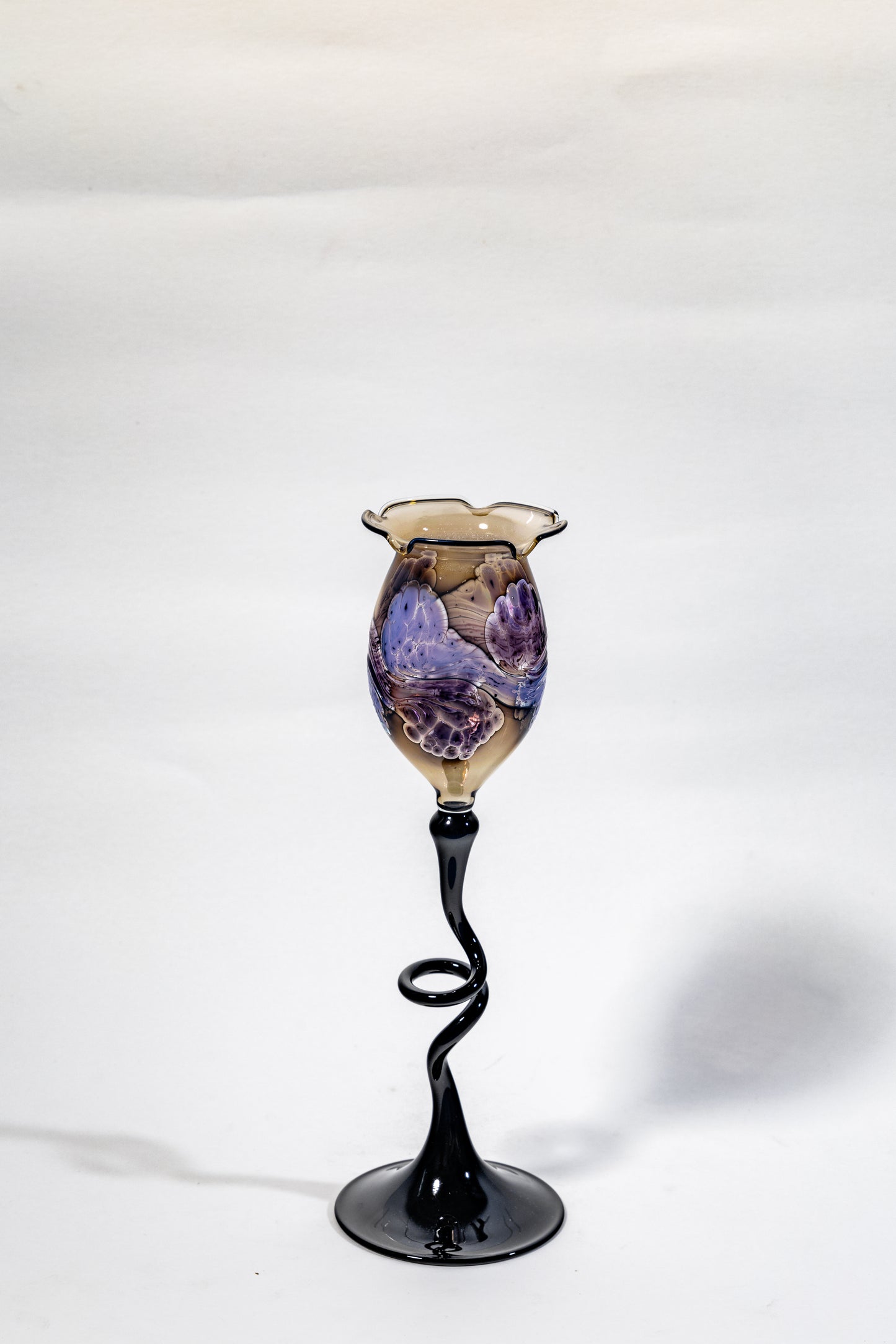 Handblown Art Glass Chalice Candle Holder