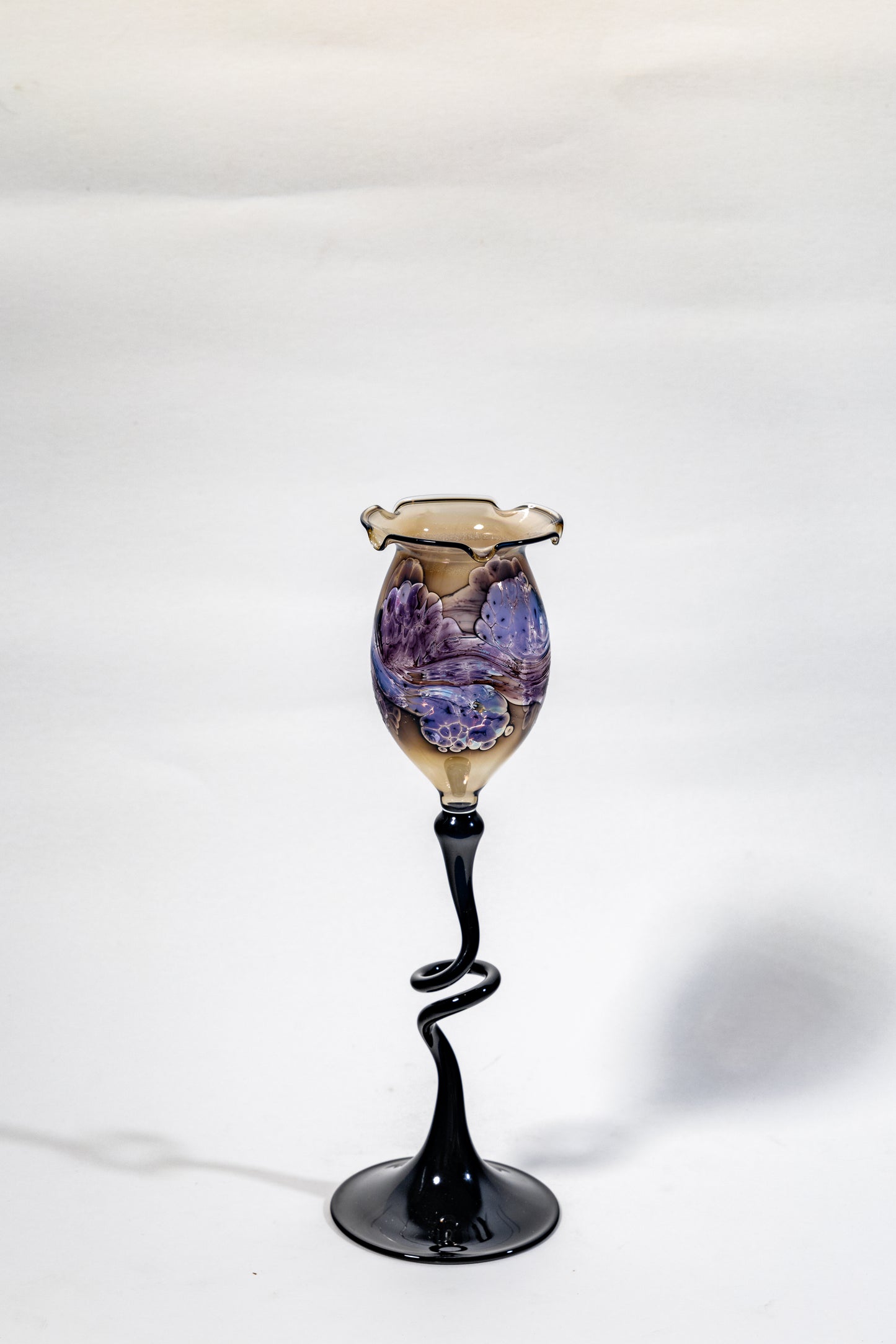 Handblown Art Glass Chalice Candle Holder