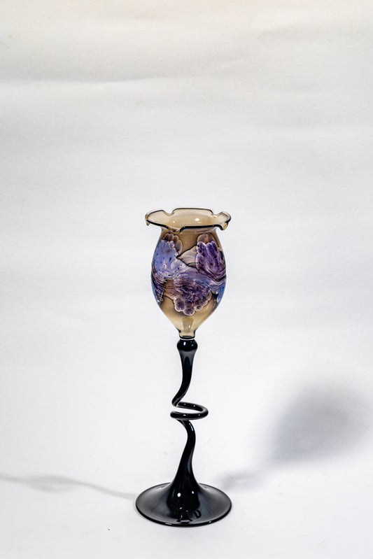 Handblown Art Glass Chalice Candle Holder