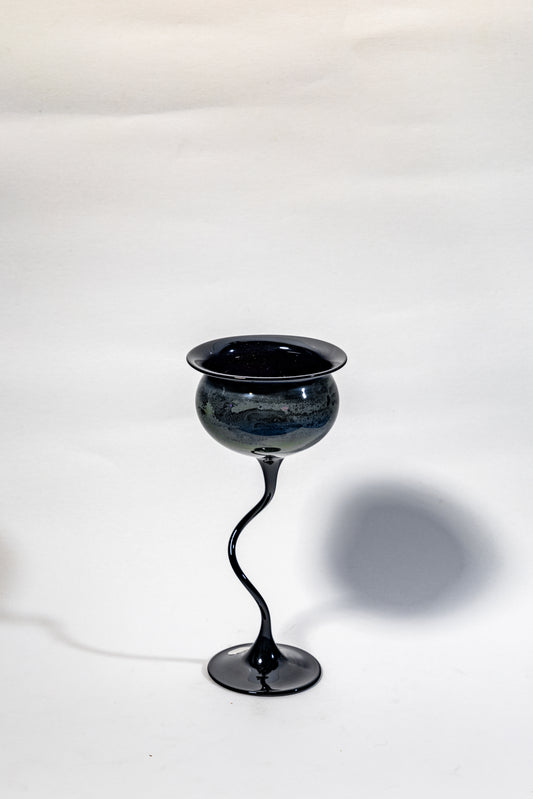 Nocturne Curve – Murano Black Art Glass Chalice