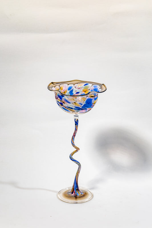 Vintage 1930s Hand-Blown Glass Candlestick Holder – Timeless Art Deco Elegance