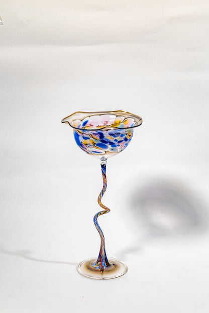 Vintage 1930s Hand-Blown Glass Candlestick Holder – Timeless Art Deco Elegance