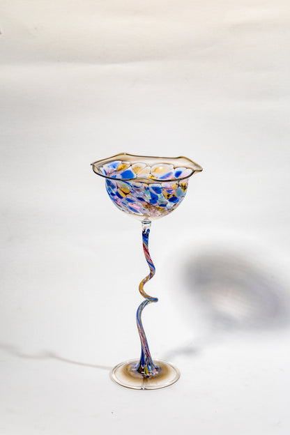 Vintage 1930s Hand-Blown Glass Candlestick Holder – Timeless Art Deco Elegance