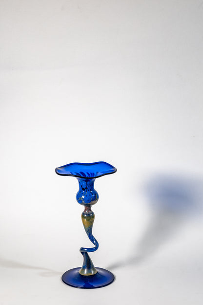 Cobalt Wave – Germany Handblown Art Glass Candle holder