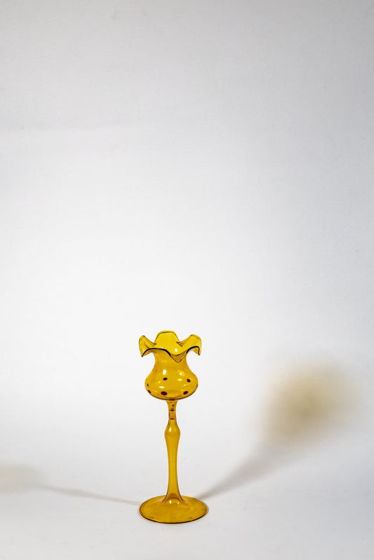 Handblown smoked glass candle holder