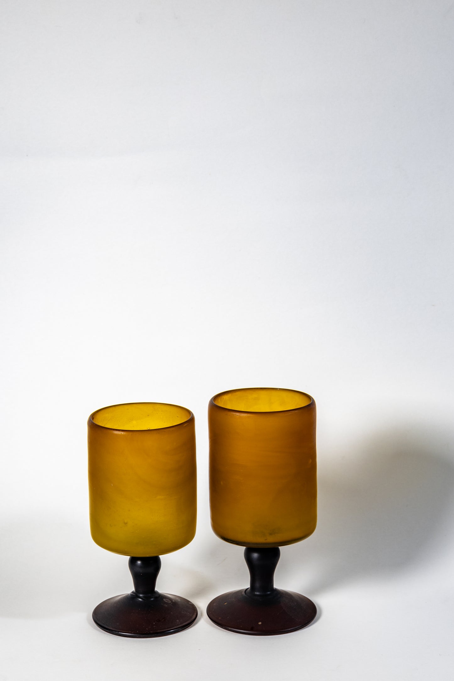 Amber Duo – Mid-Century Modern Art Glass Goblets