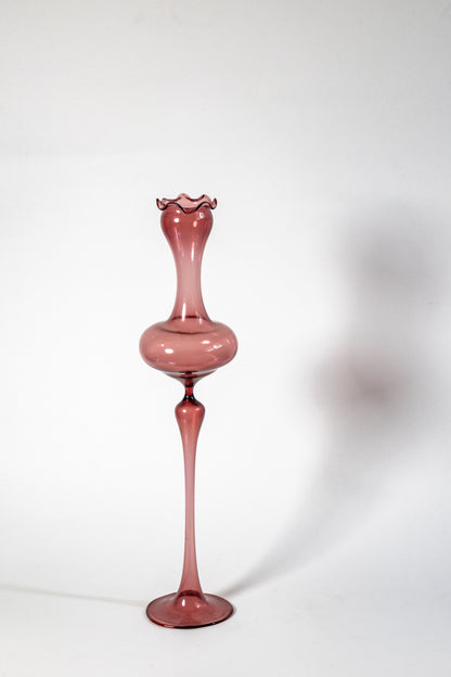 Handblown vintage smoked glass candle holder