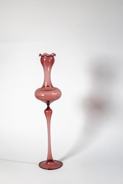 Handblown vintage smoked glass candle holder