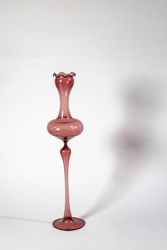 Handblown vintage smoked glass candle holder