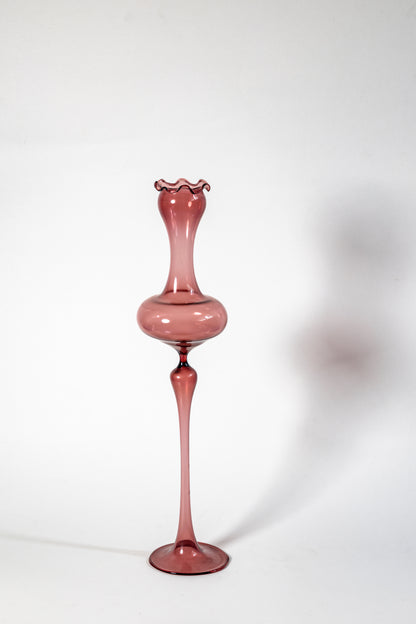 Handblown vintage smoked glass candle holder