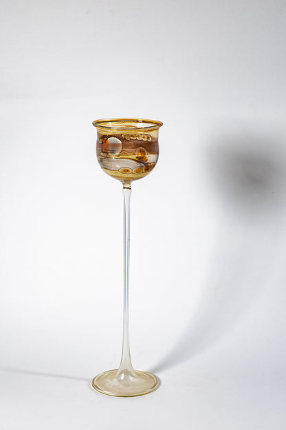 Amber Orbit Chalice — Handblown Murano-Style Glass Candle Holder