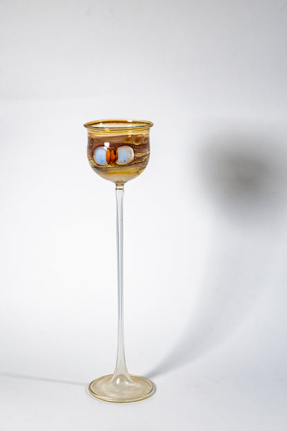 Amber Orbit Chalice — Handblown Murano-Style Glass Candle Holder