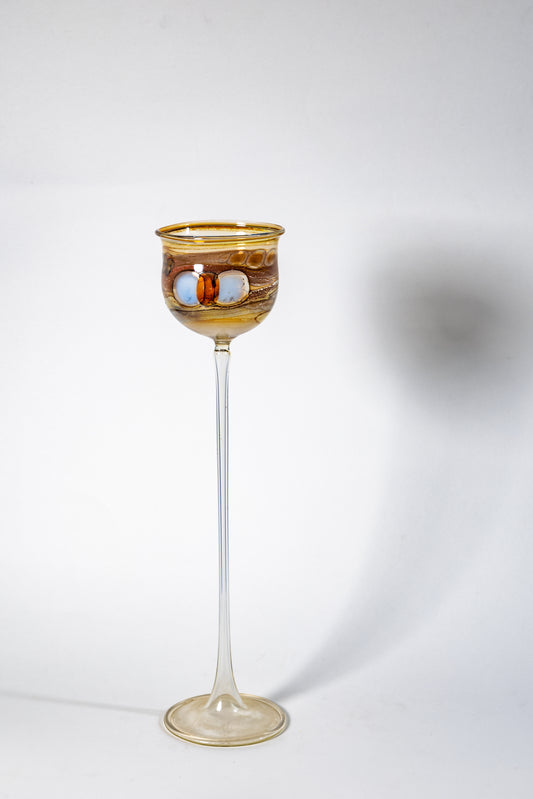 Amber Orbit Chalice — Handblown Murano-Style Glass Candle Holder