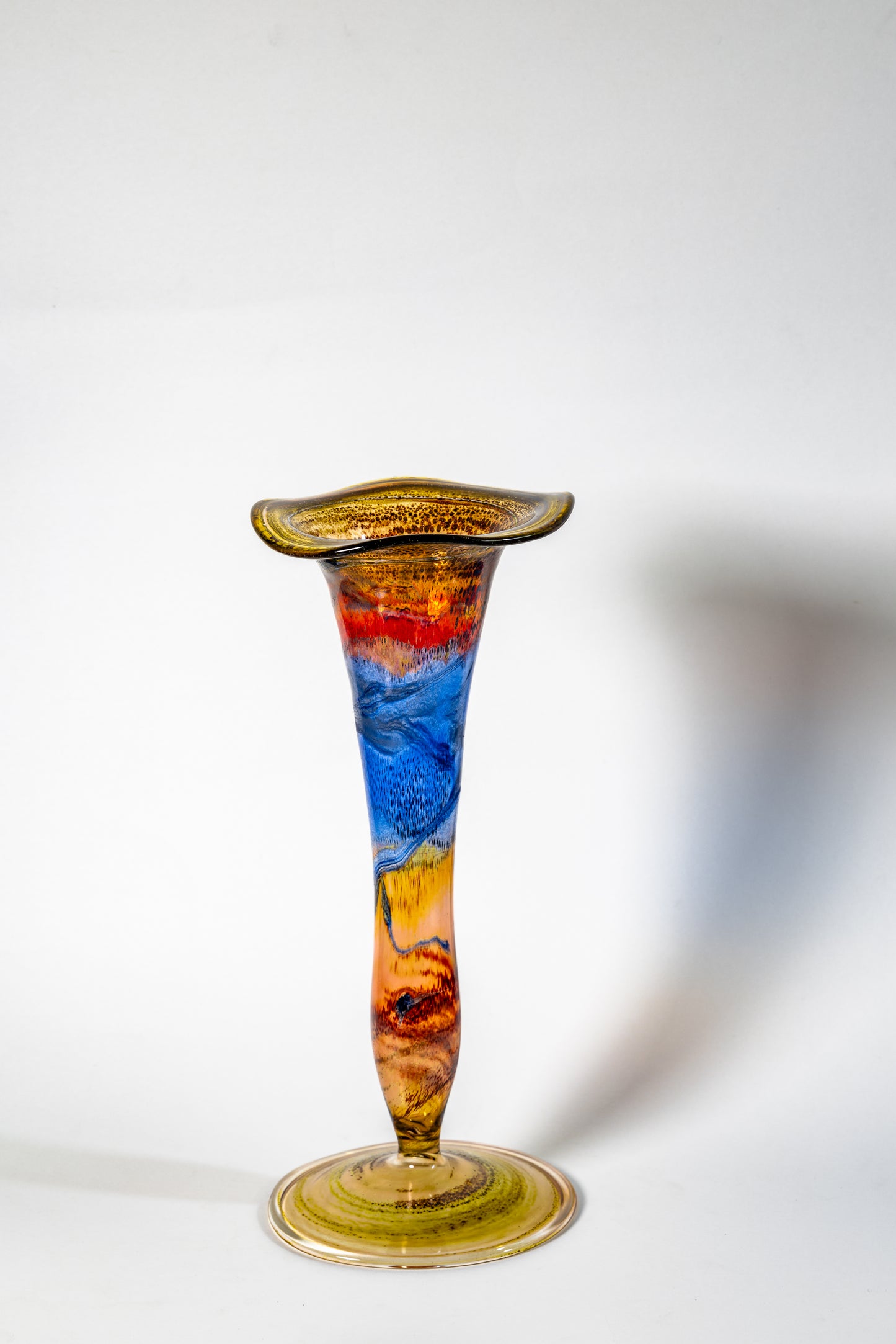 “Aurora di Murano” Handblown Art Glass Trumpet Vase