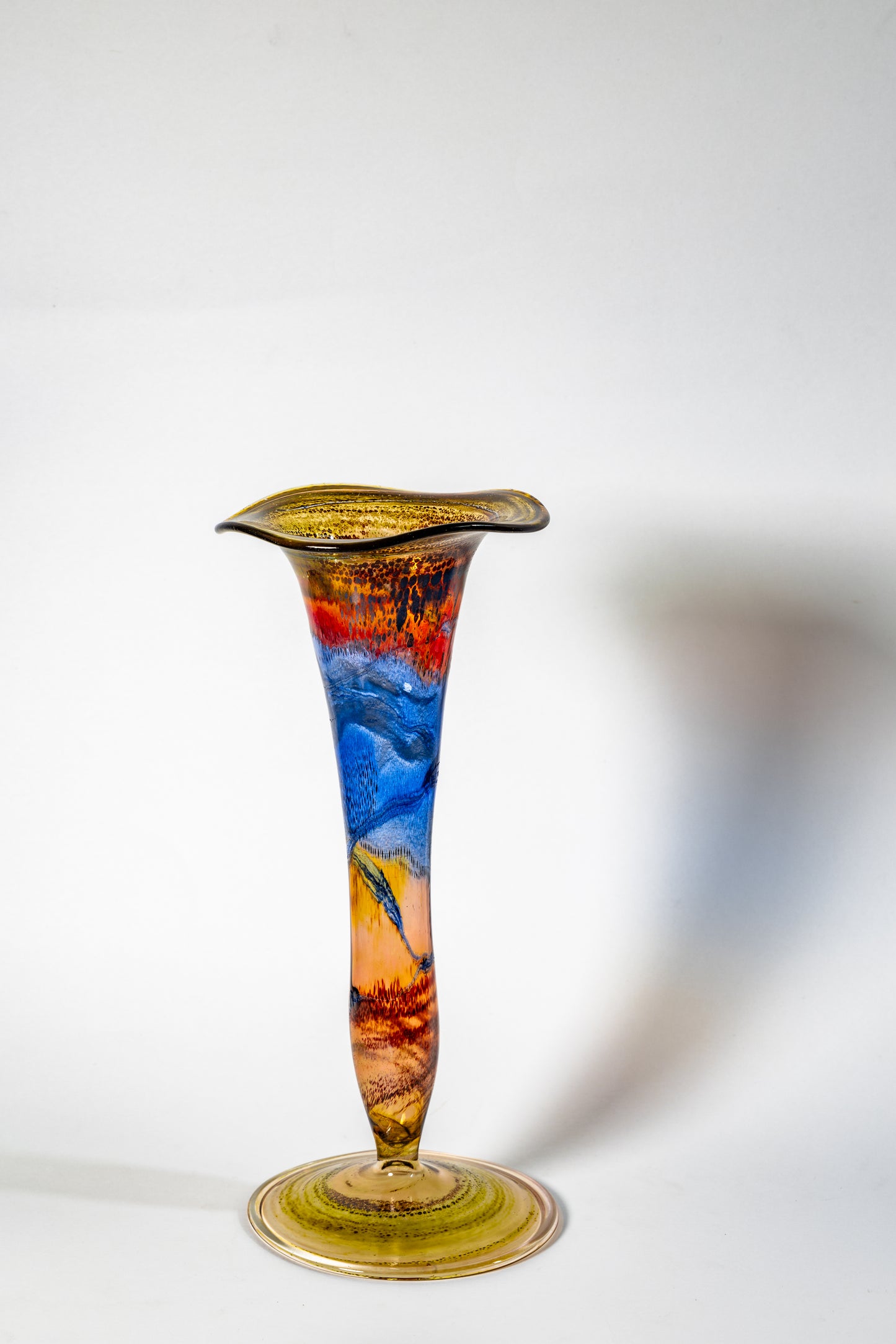 “Aurora di Murano” Handblown Art Glass Trumpet Vase