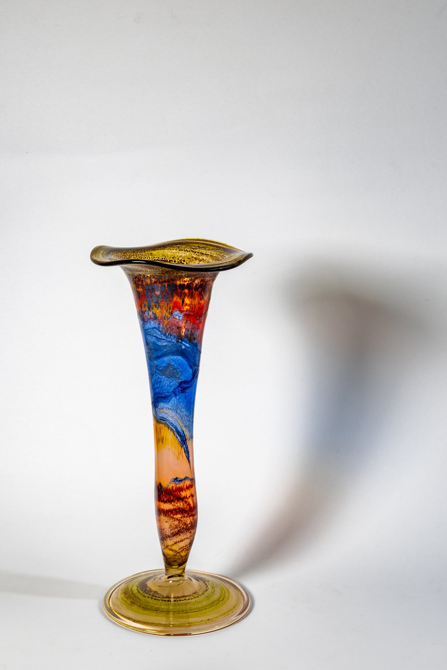 “Aurora di Murano” Handblown Art Glass Trumpet Vase