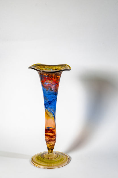 “Aurora di Murano” Handblown Art Glass Trumpet Vase