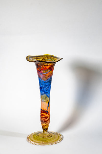 “Aurora di Murano” Handblown Art Glass Trumpet Vase