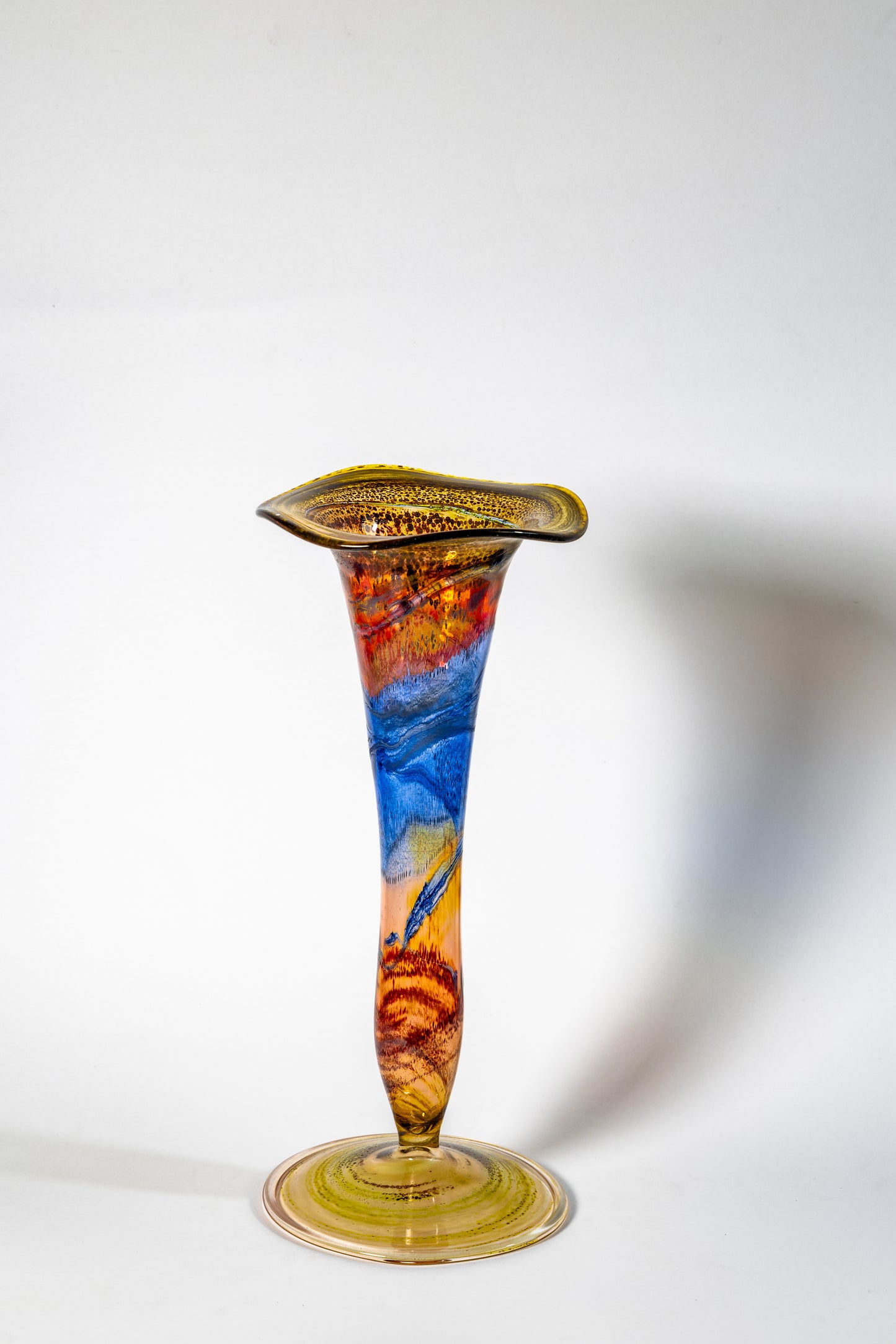 “Aurora di Murano” Handblown Art Glass Trumpet Vase