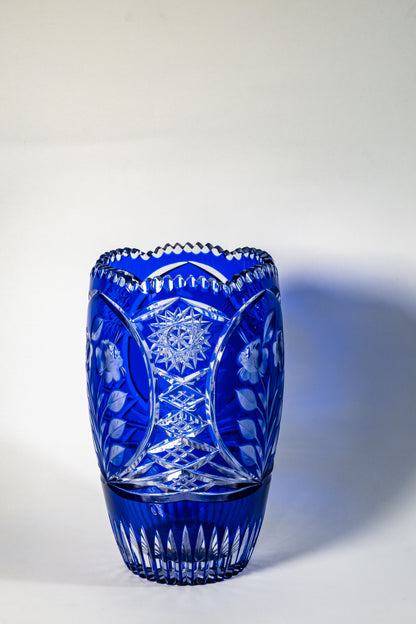 German Cobalt Cut Crystal Vase