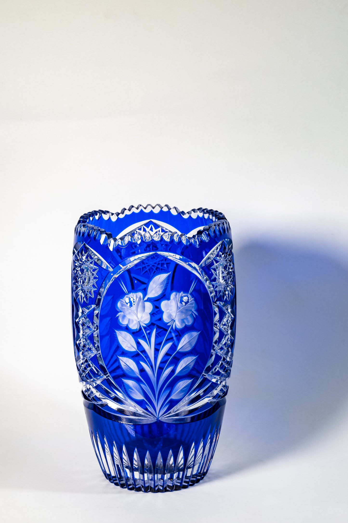 German Cobalt Cut Crystal Vase