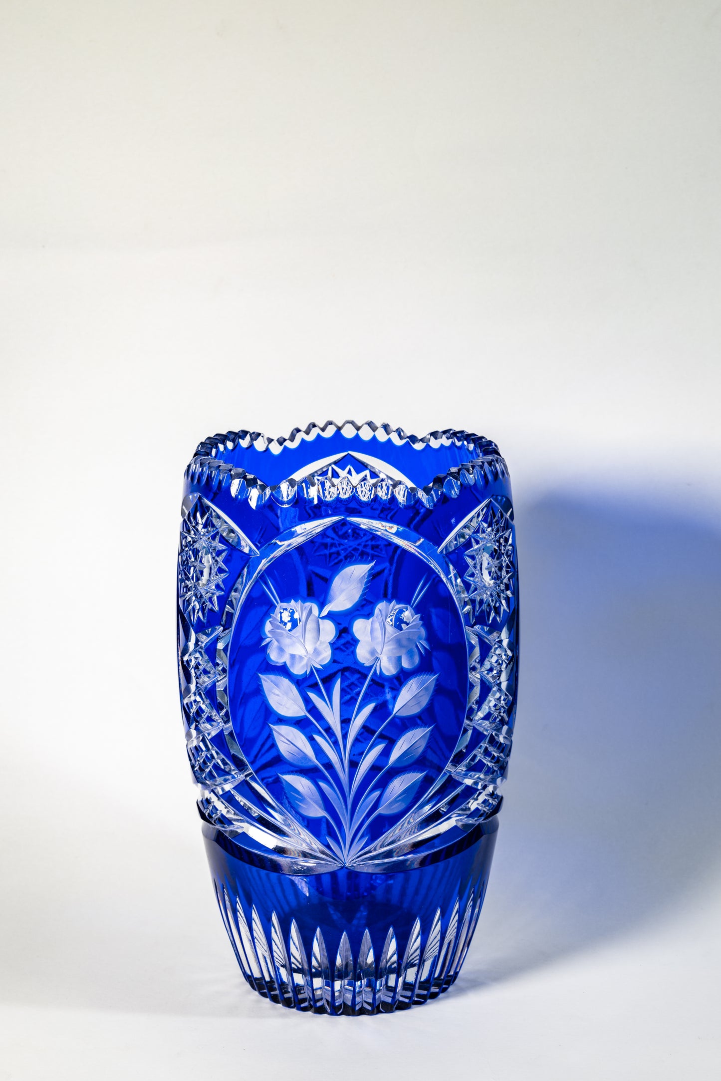 German Cobalt Cut Crystal Vase
