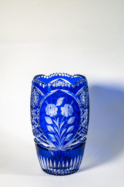 German Cobalt Cut Crystal Vase