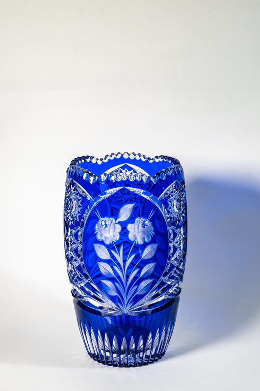 German Cobalt Cut Crystal Vase