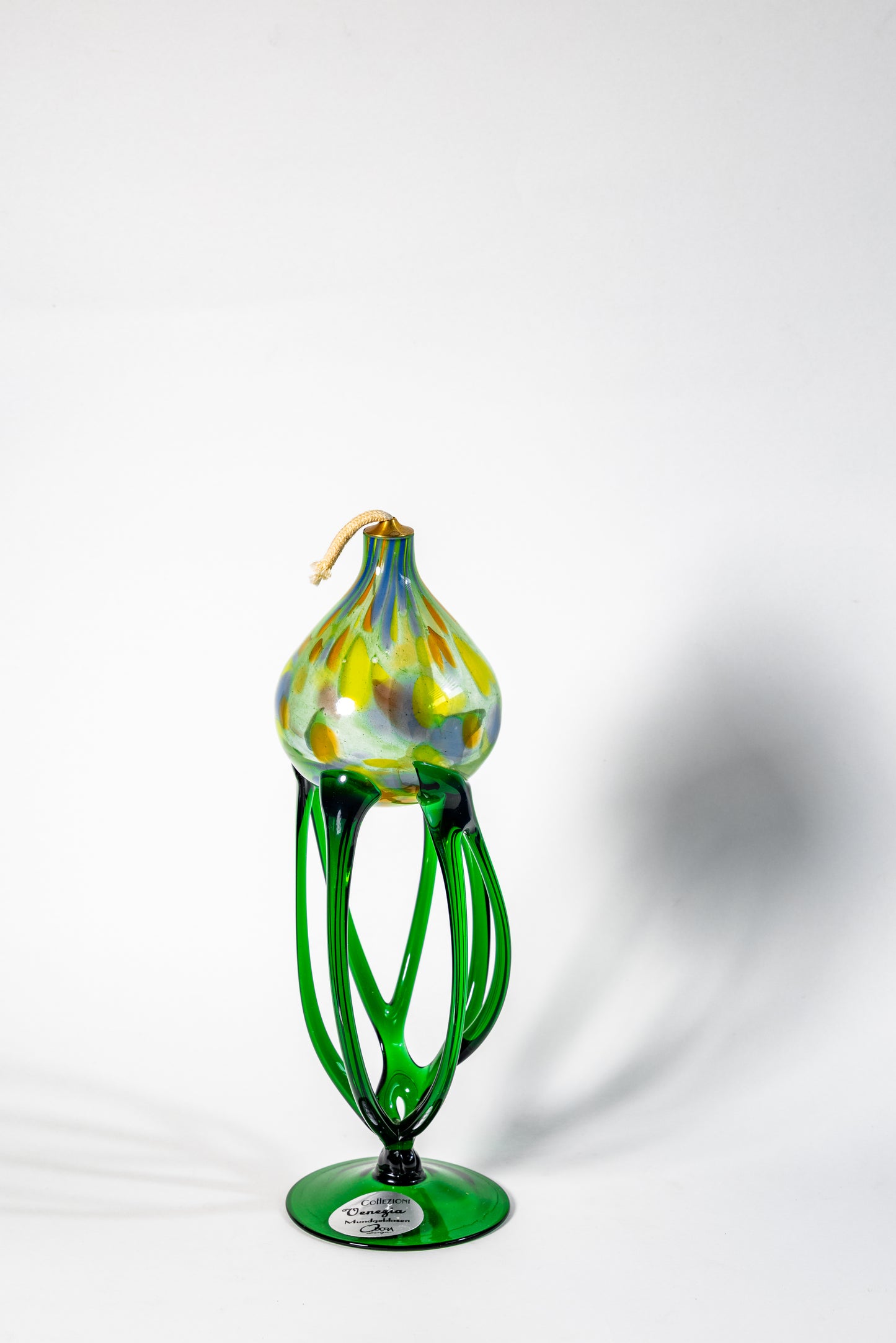 Elegant Hand-Blown Glass Oil Lamp
