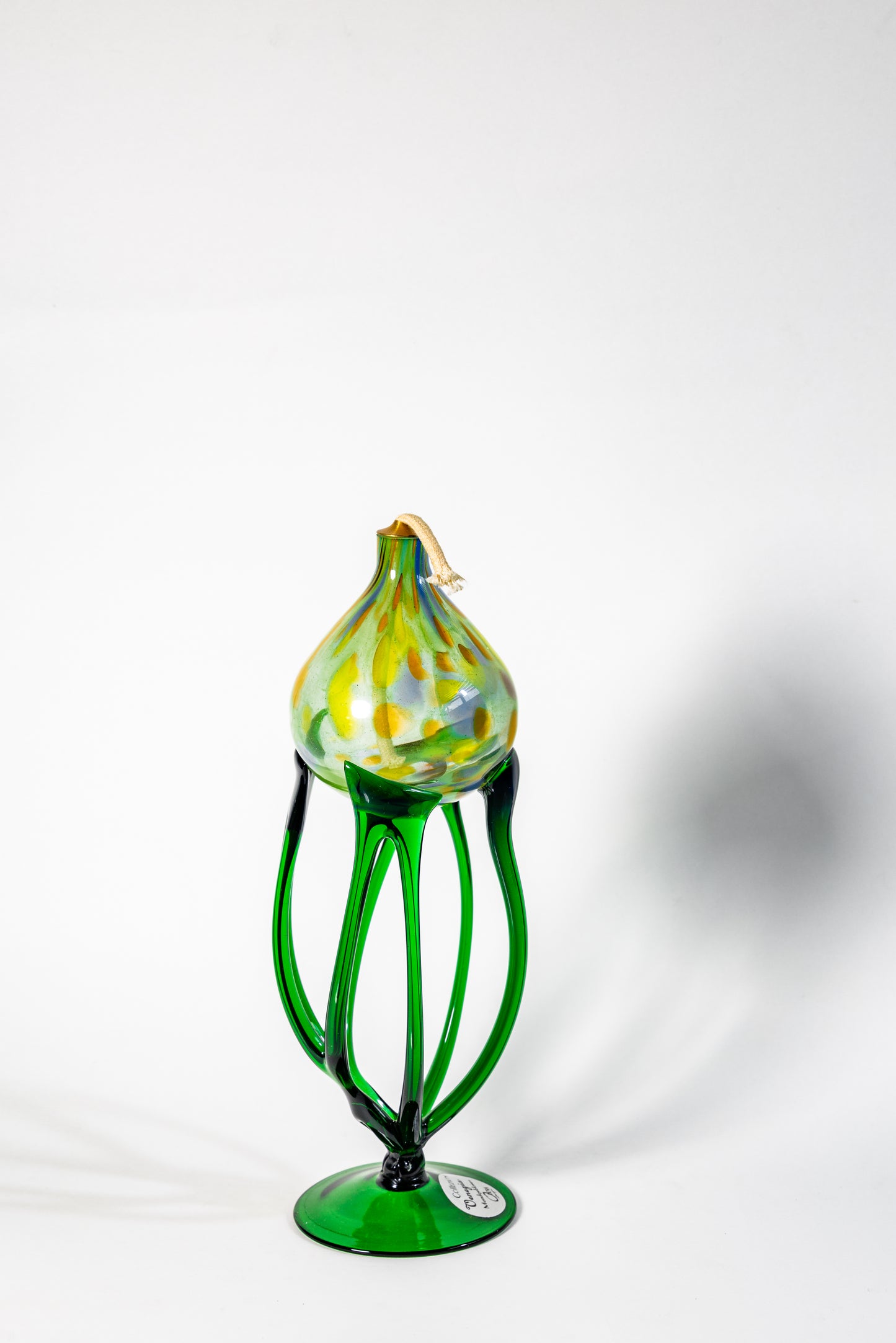 Elegant Hand-Blown Glass Oil Lamp