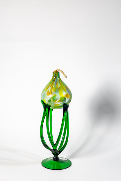 Elegant Hand-Blown Glass Oil Lamp