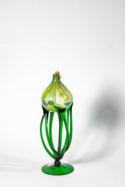 Elegant Hand-Blown Glass Oil Lamp