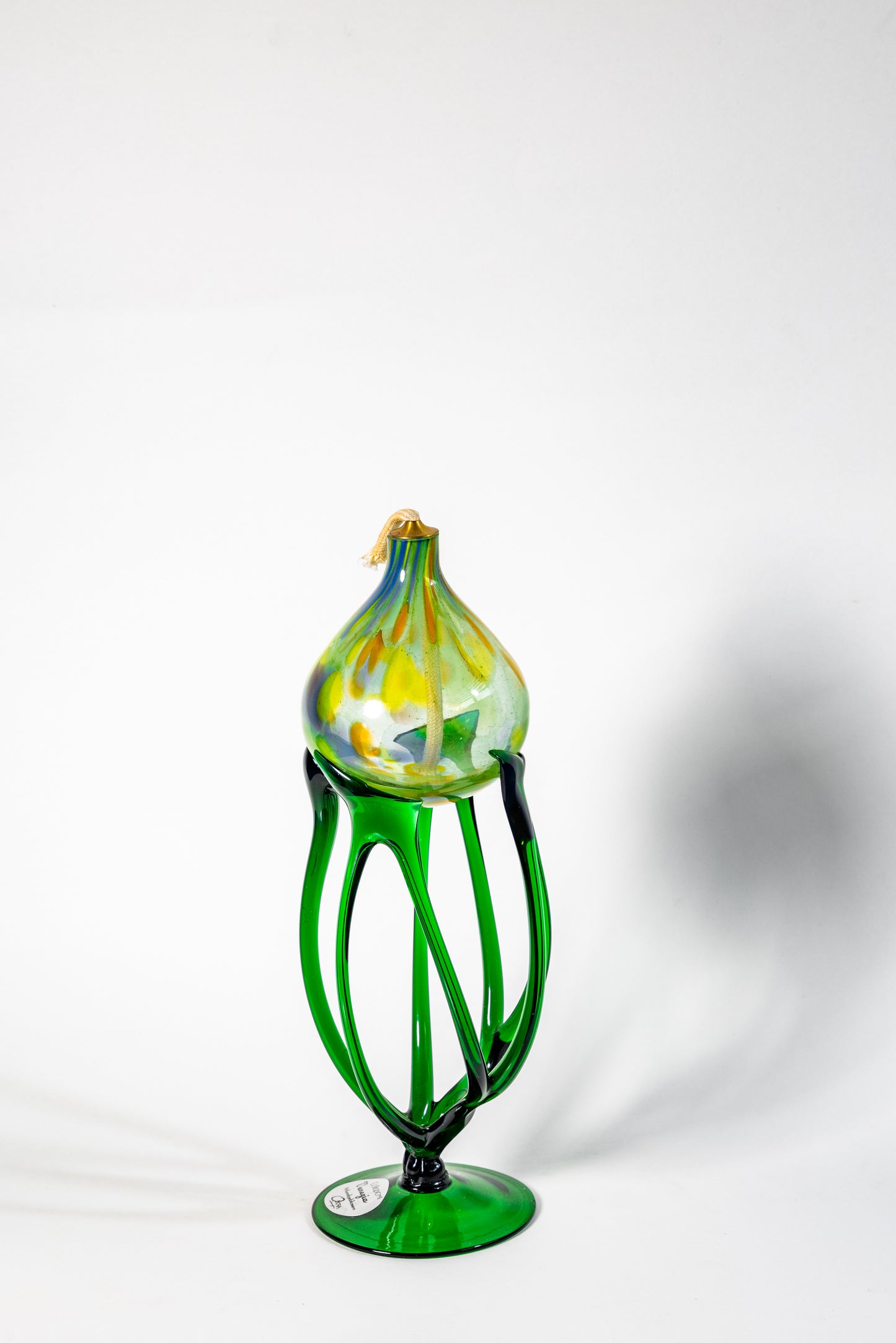 Elegant Hand-Blown Glass Oil Lamp