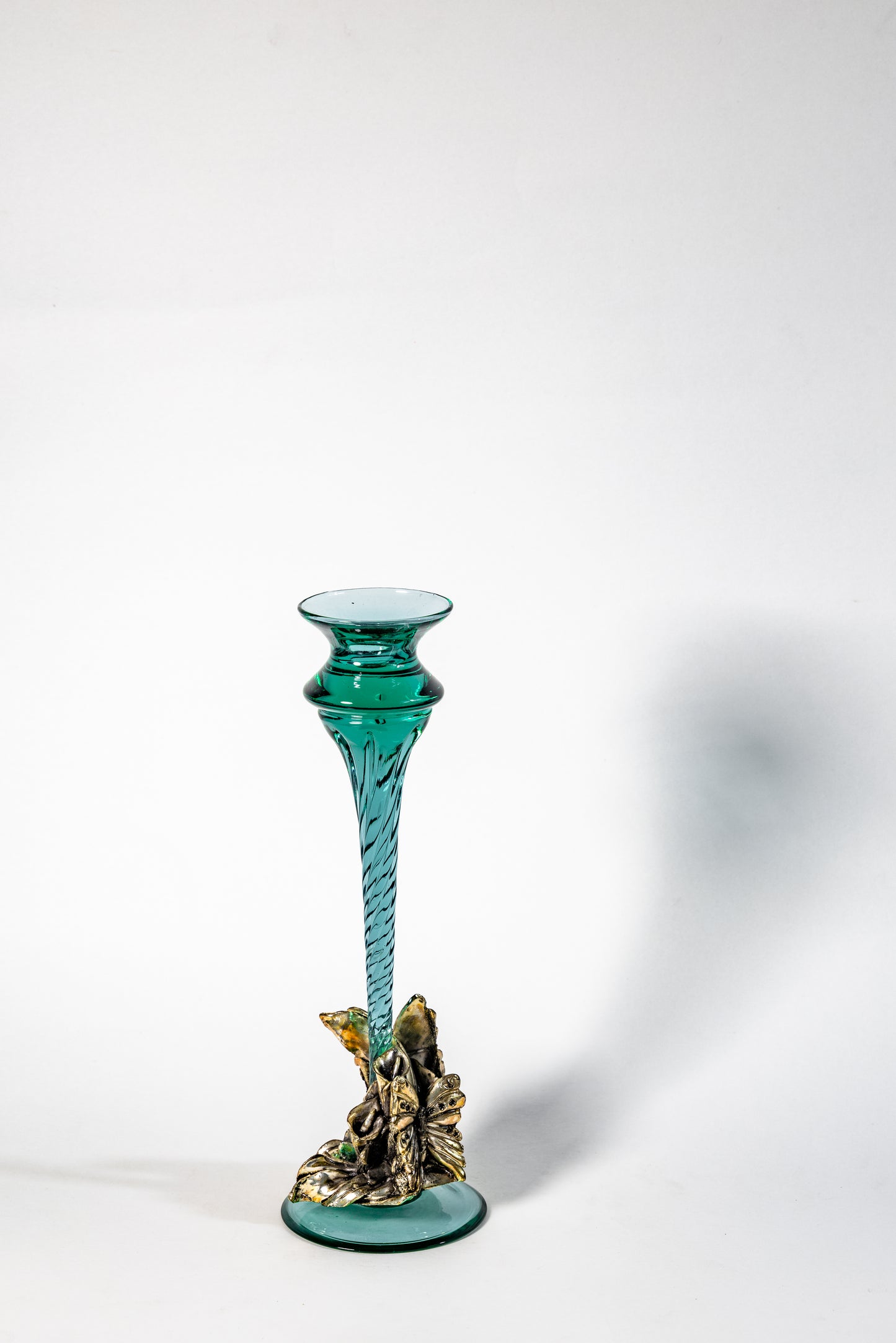 Vintage Glass & Metal Candle Holder