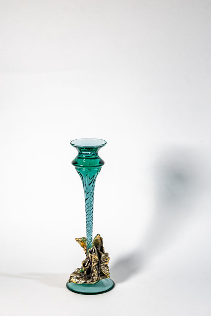 Vintage Glass & Metal Candle Holder