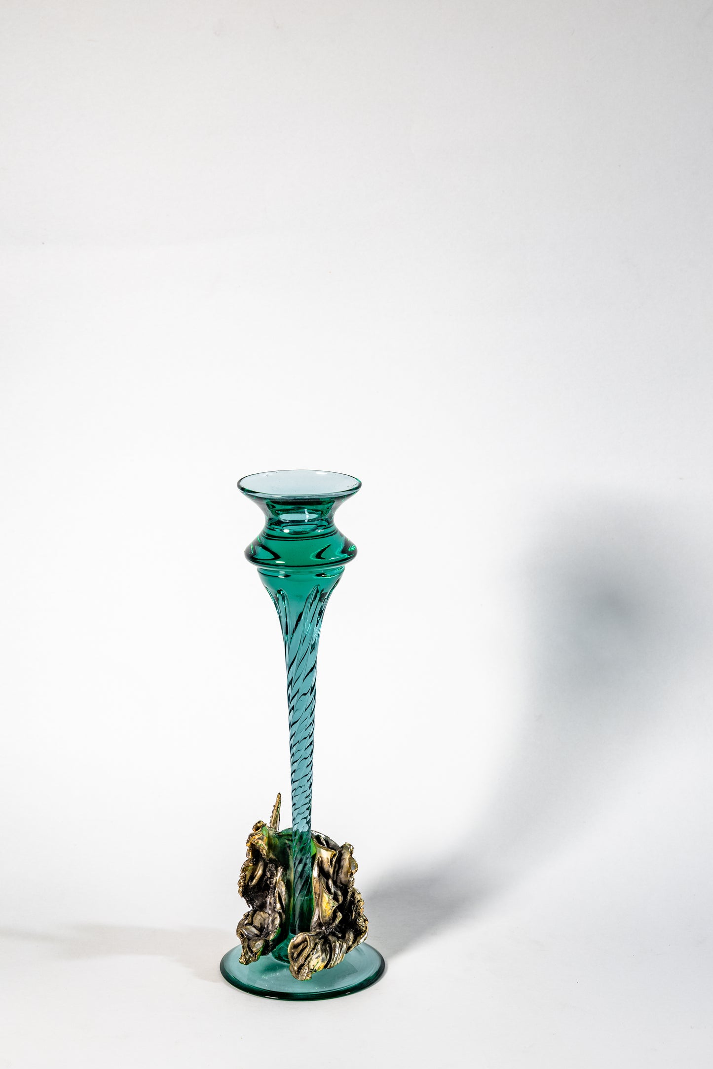 Vintage Glass & Metal Candle Holder