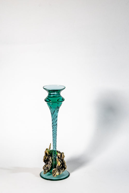 Vintage Glass & Metal Candle Holder