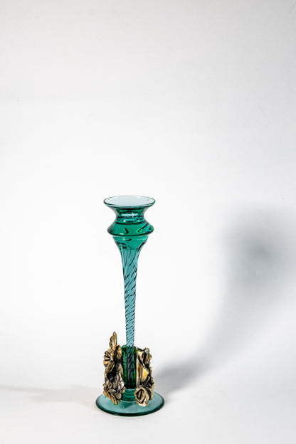 Vintage Glass & Metal Candle Holder