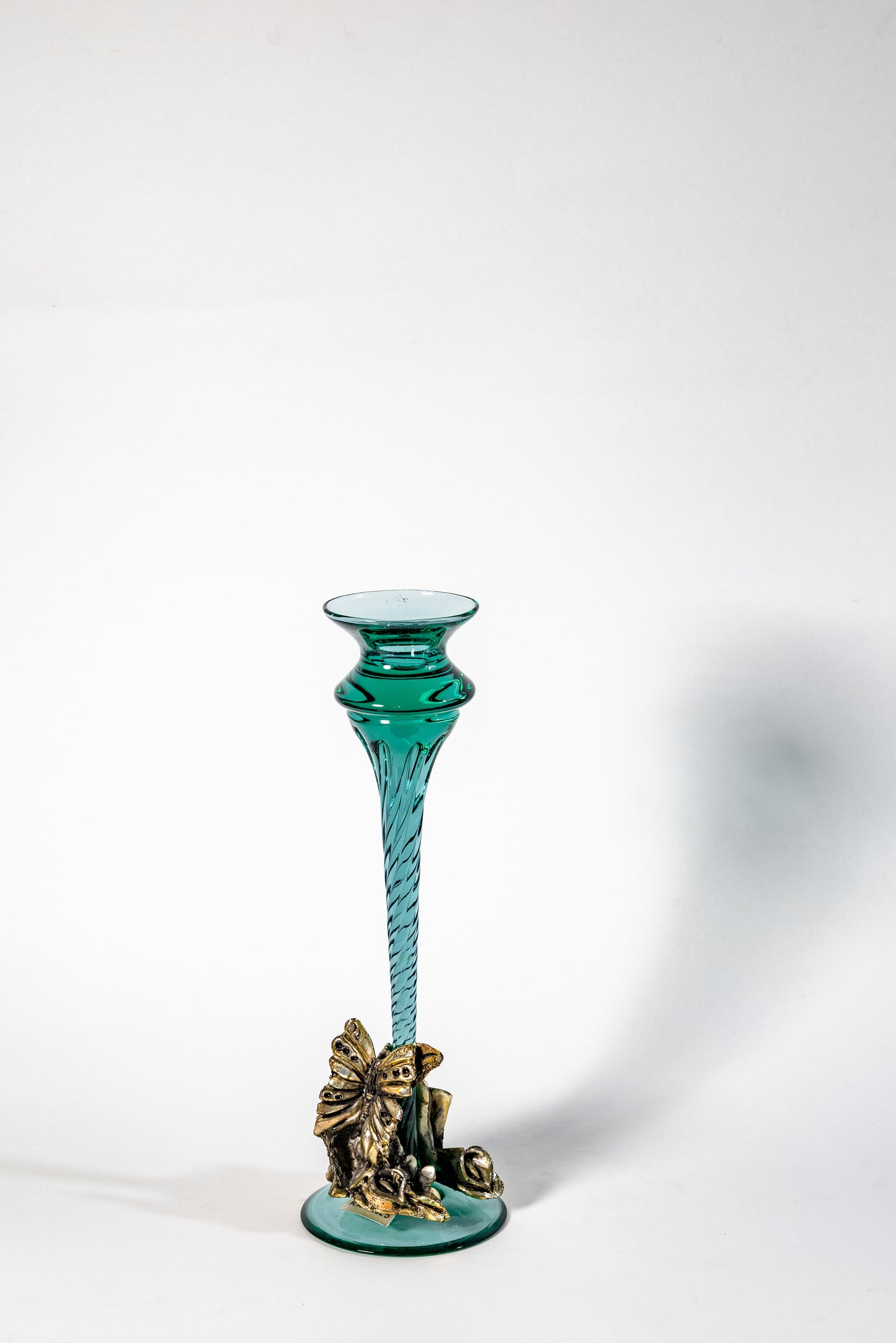 Vintage Glass & Metal Candle Holder