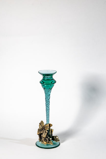 Vintage Glass & Metal Candle Holder