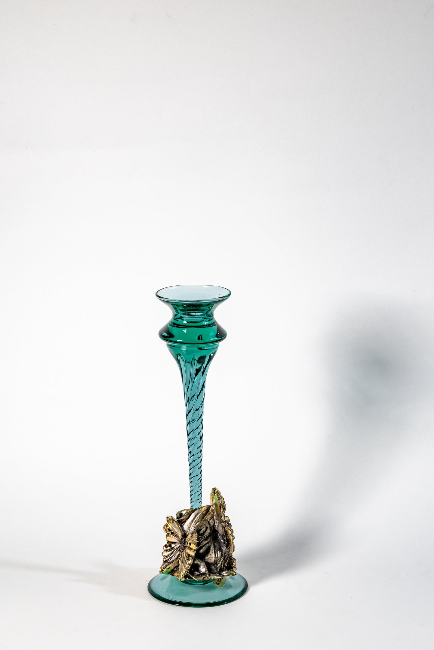 Vintage Glass & Metal Candle Holder