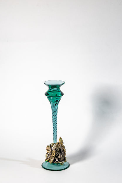 Vintage Glass & Metal Candle Holder