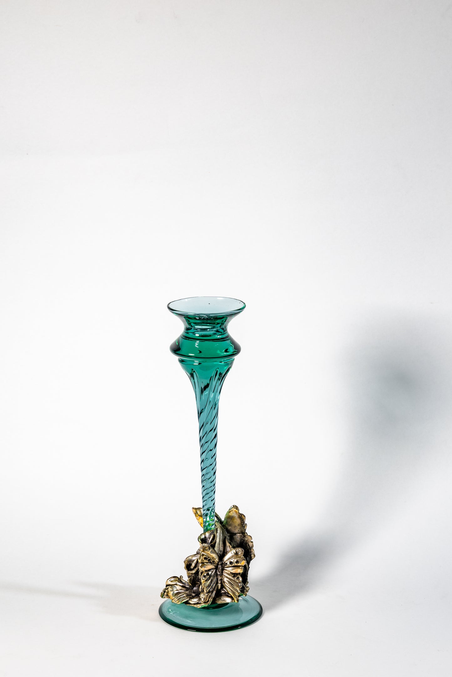 Vintage Glass & Metal Candle Holder