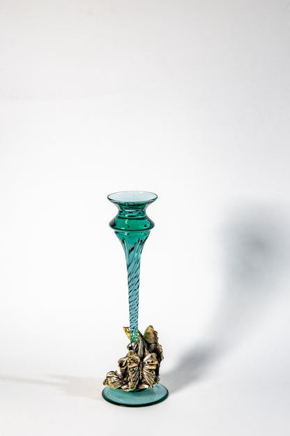 Vintage Glass & Metal Candle Holder