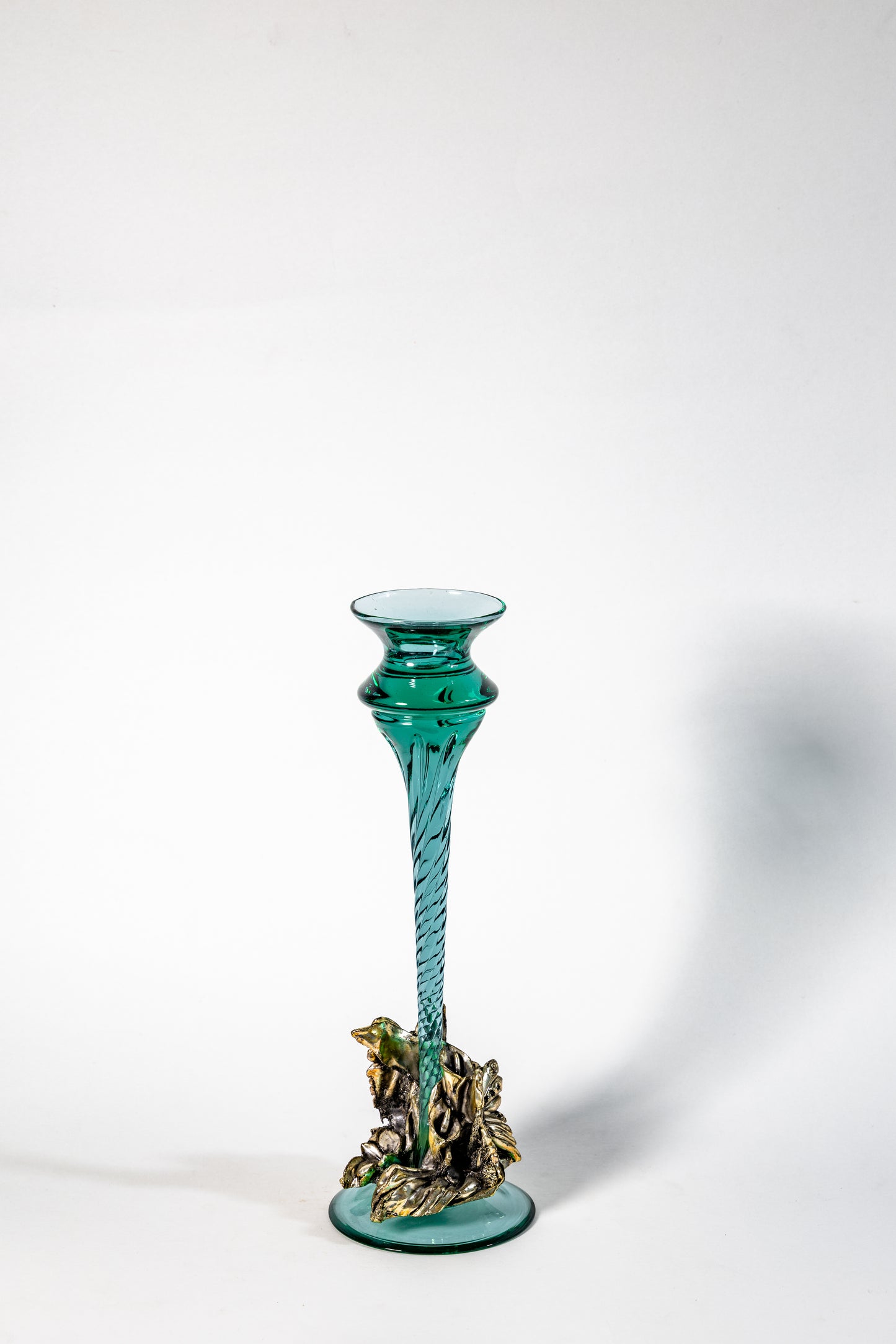 Vintage Glass & Metal Candle Holder